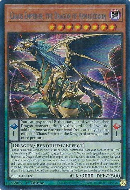 Chaos Emperor, the Dragon of Armageddon (Silver) [BLC1-EN026] Ultra Rare | Gamers Paradise