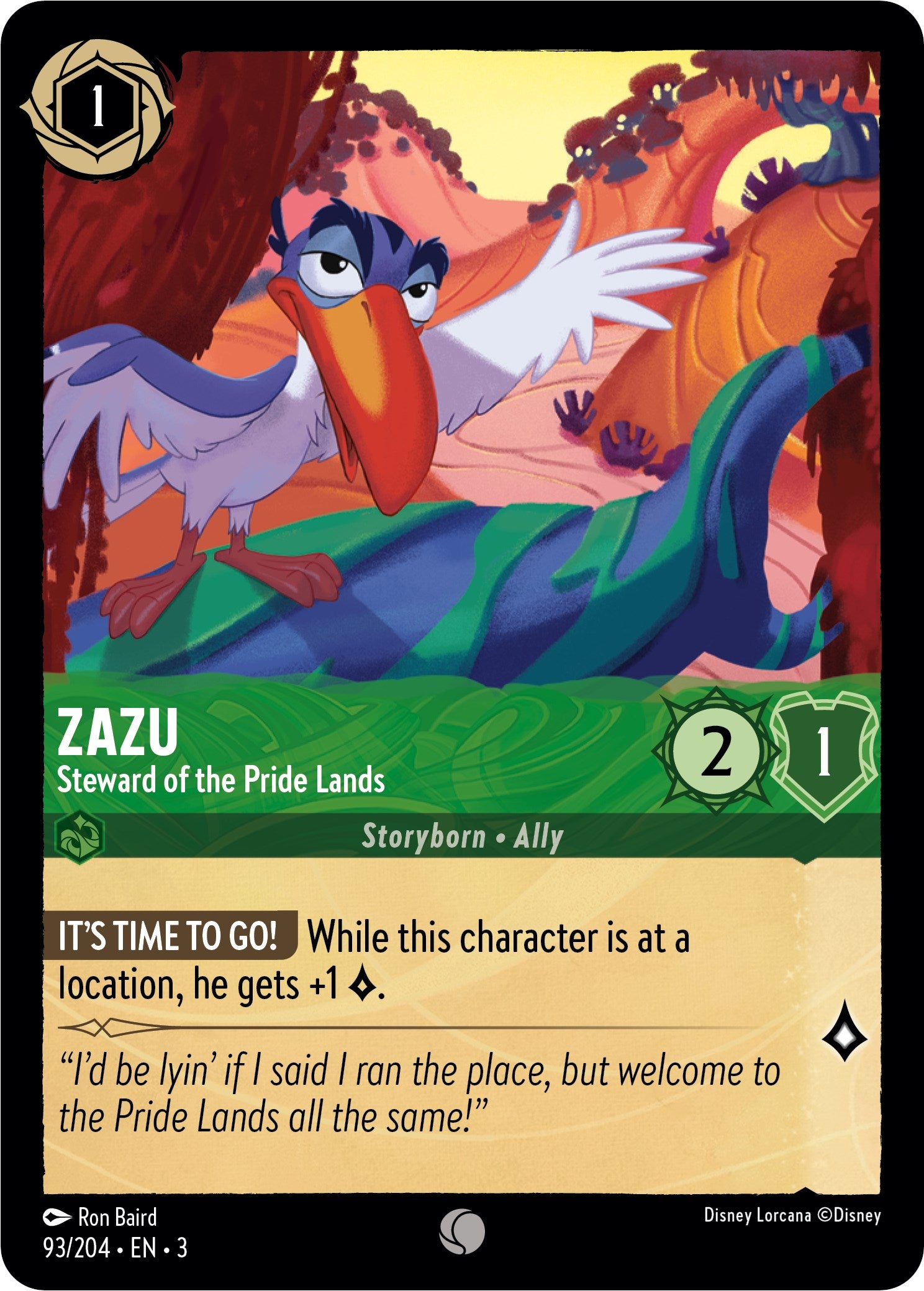 Zazu - Steward of the Pride Lands (93//204) [Into the Inklands] | Gamers Paradise