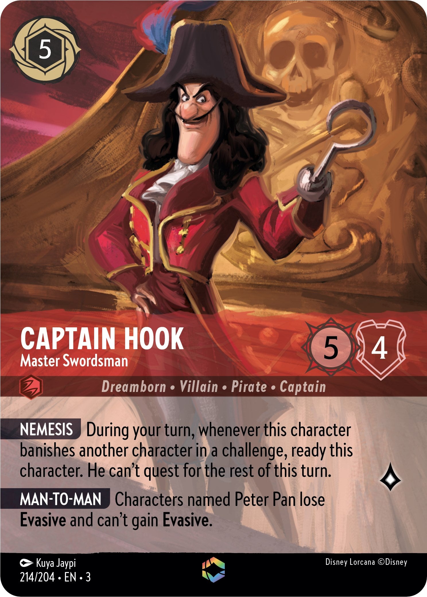 Captain Hook - Master Swordsman (Alternate Art) (214/204) [Into the Inklands] | Gamers Paradise