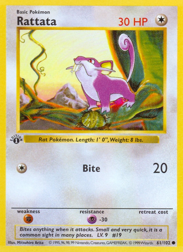 Rattata (61/102) (Shadowless) [Base Set 1st Edition] | Gamers Paradise