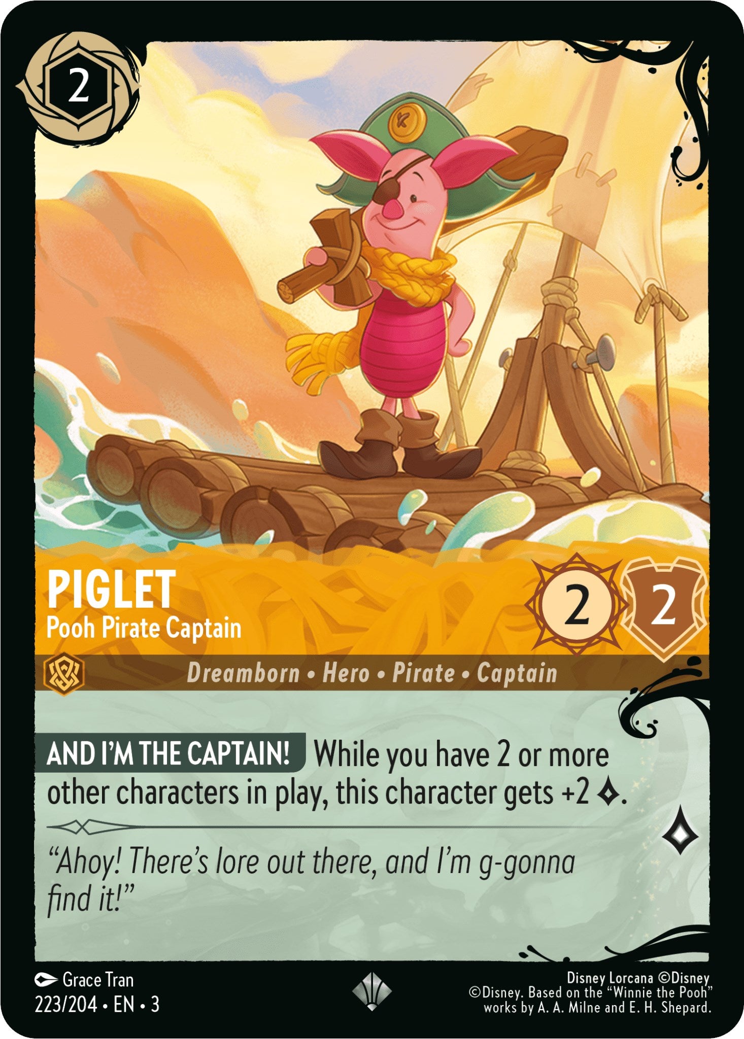 Piglet - Pooh Pirate Captain (223/204) [Ursula's Return] | Gamers Paradise