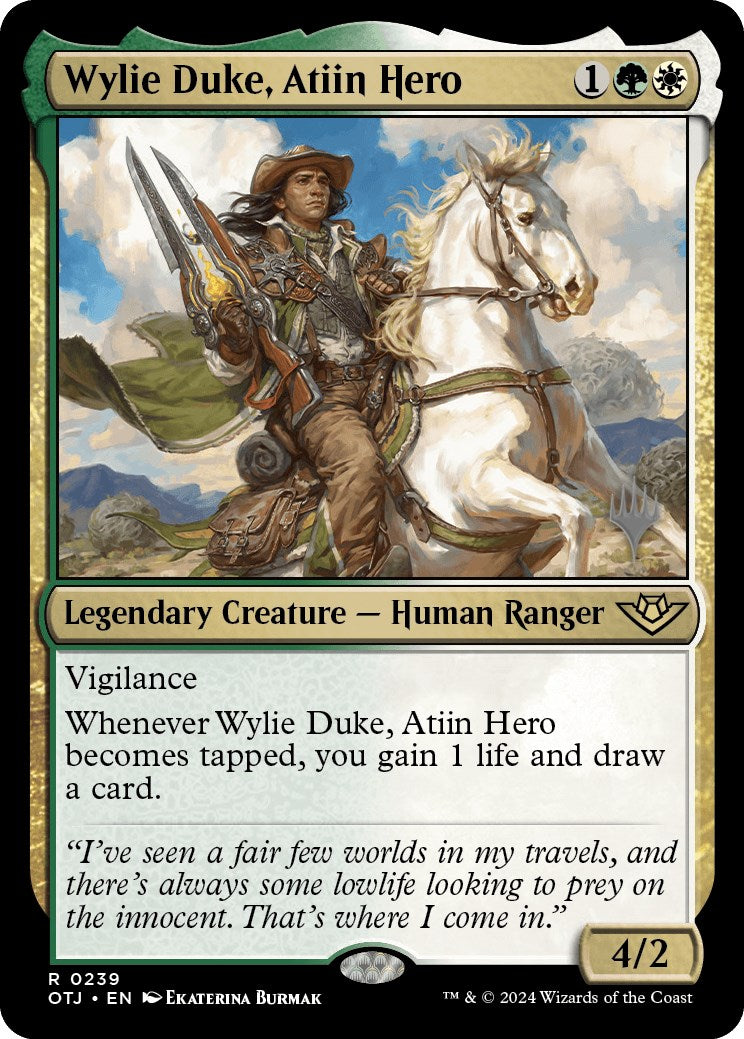 Wylie Duke, Atiin Hero (Promo Pack) [Outlaws of Thunder Junction Promos] | Gamers Paradise