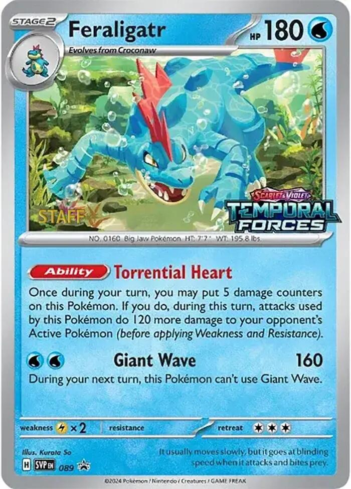 Feraligatr (089) (Staff Prerelease Promo) [Scarlet & Violet: Black Star Promos] | Gamers Paradise