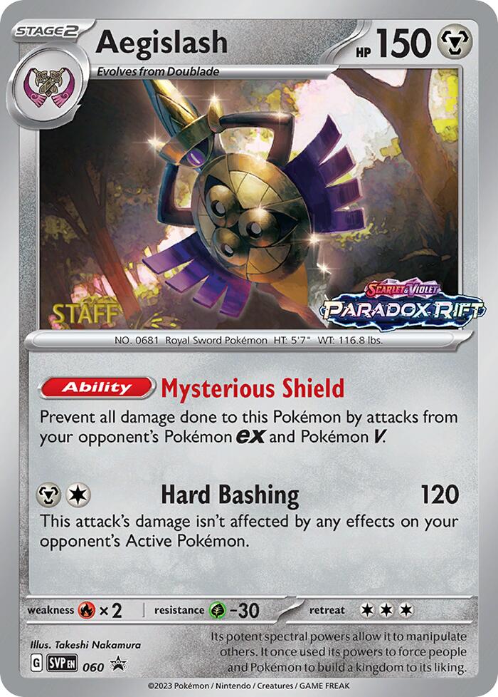 Aegislash (060) (Staff Prerelease Promo) [Scarlet & Violet: Black Star Promos] | Gamers Paradise