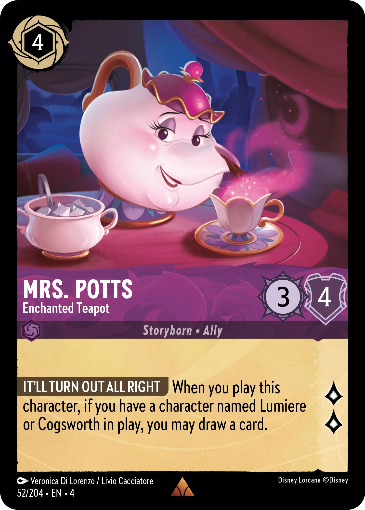 Mrs. Potts - Enchanted Teapot (52/204) [Ursula's Return] | Gamers Paradise