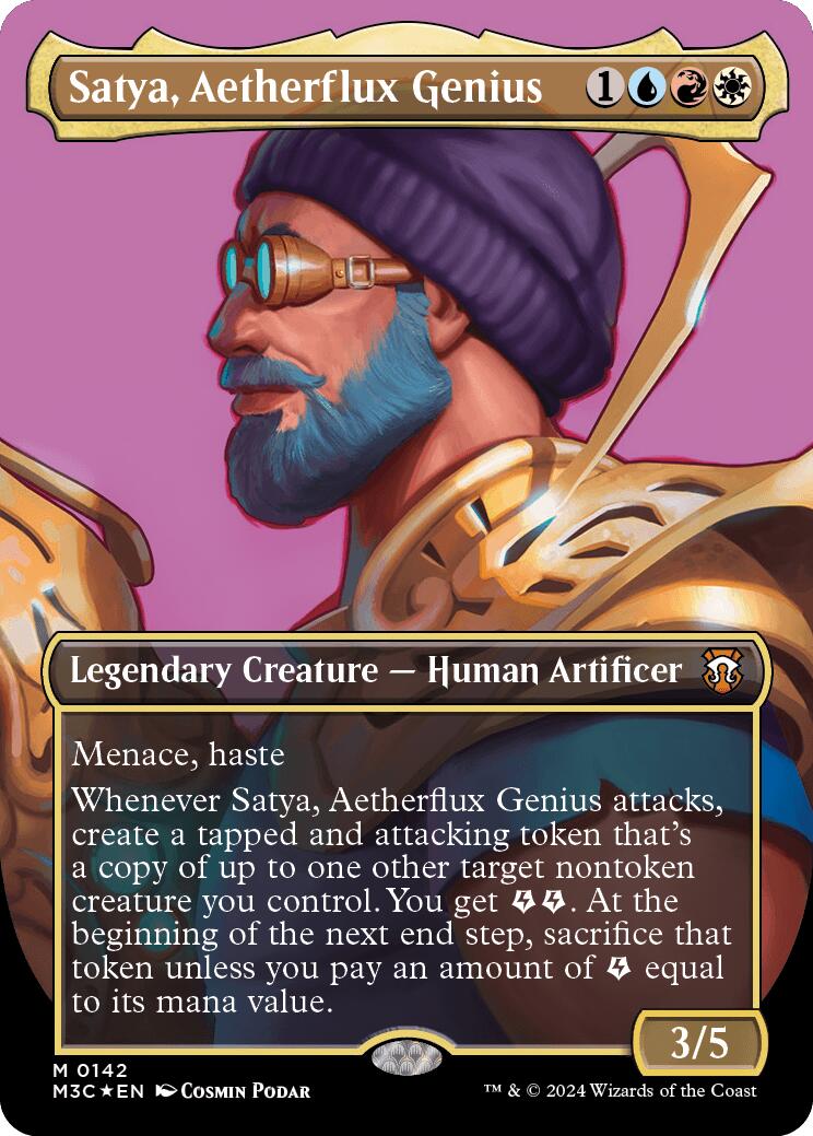 Satya, Aetherflux Genius (Borderless) (Ripple Foil) [Modern Horizons 3 Commander] | Gamers Paradise