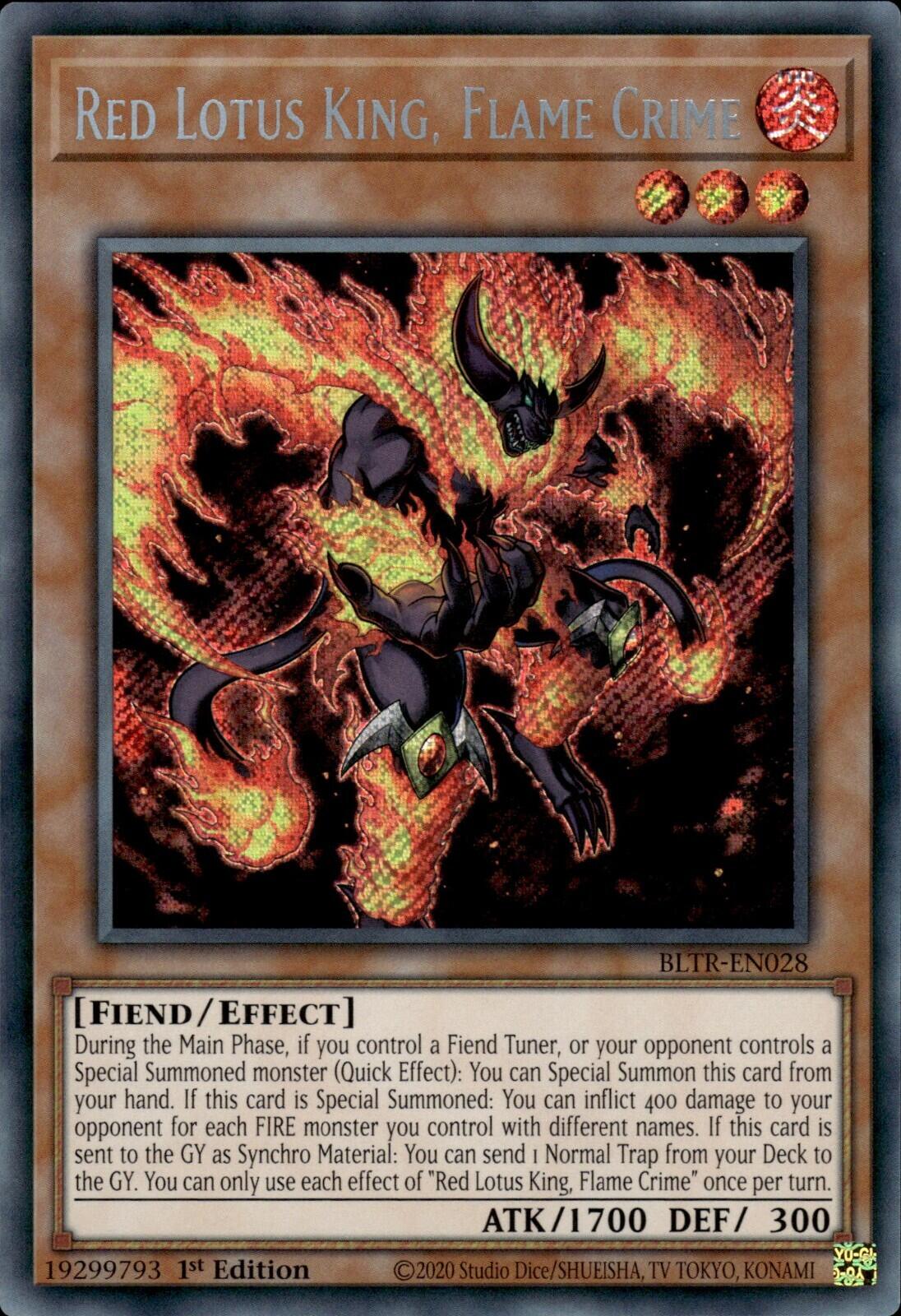 Red Lotus King, Flame Crime [BLTR-EN028] Secret Rare | Gamers Paradise