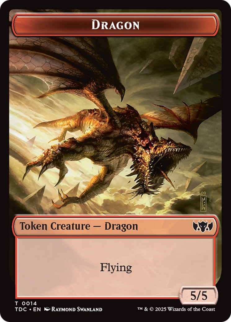 Dragon (0014) // Treasure Double-Sided Token [Tarkir: Dragonstorm Commander Tokens] | Gamers Paradise
