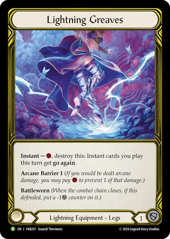 Lightning Greaves (Golden) - FAB251 [FAB251] (Promo)  Cold Foil | Gamers Paradise