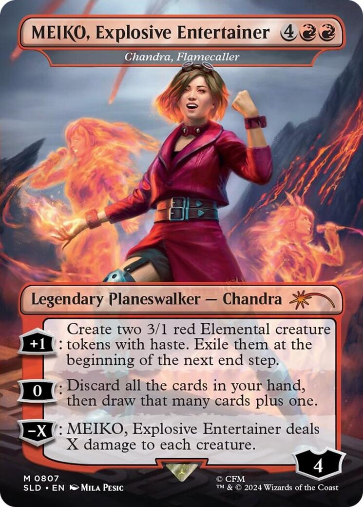 MEIKO, Explosive Entertainer - Chandra, Flamecaller (Rainbow Foil) (Japanese) [Secret Lair Drop Series] | Gamers Paradise
