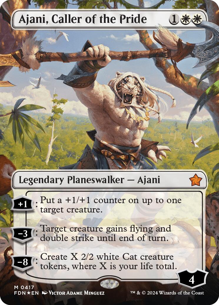 Ajani, Caller of the Pride (Borderless) (Mana Foil) [Foundations] | Gamers Paradise