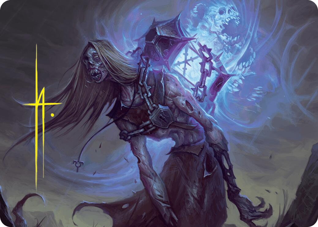 Soul-Shackled Zombie Art Card (9/54) (Gold-Stamped Signature) [Foundations Art Series] | Gamers Paradise