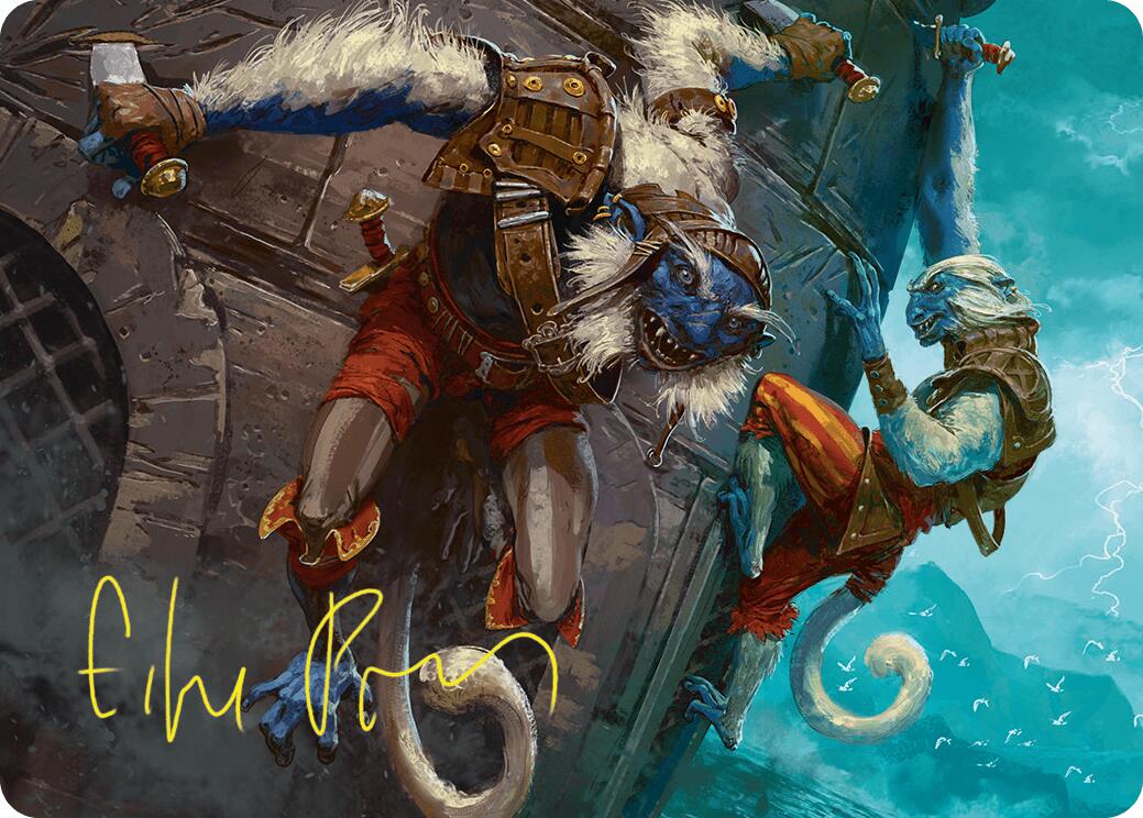 Goblin Boarders Art Card (11/54) (Gold-Stamped Signature) [Foundations Art Series] | Gamers Paradise