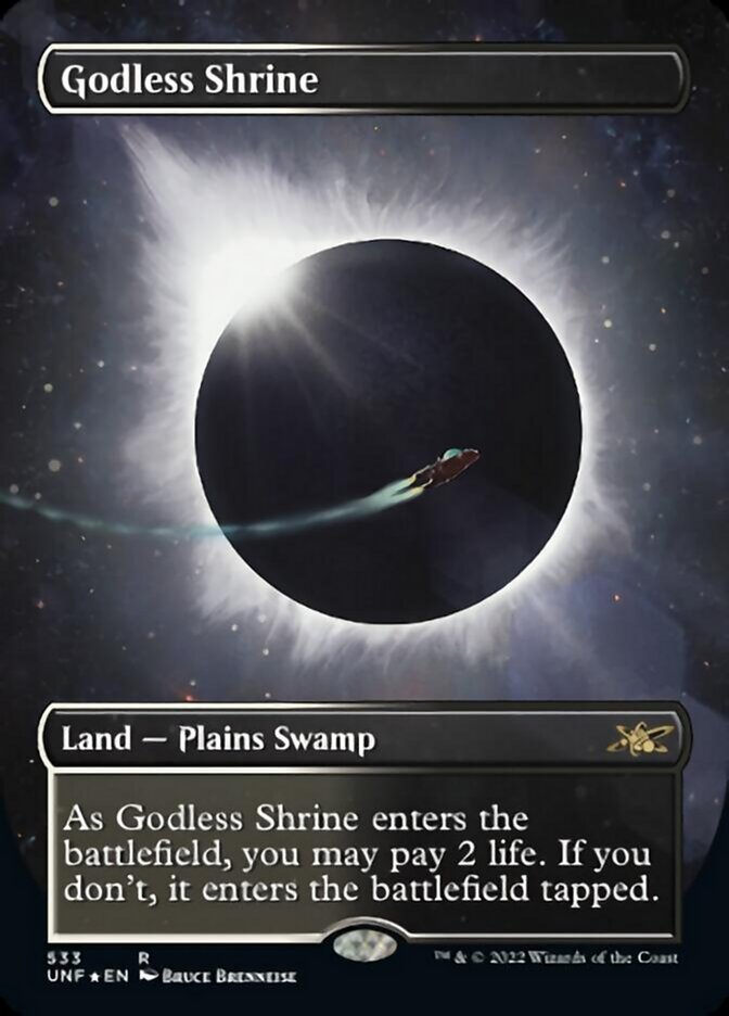 Godless Shrine (Borderless) (Galaxy Foil) [Unfinity] | Gamers Paradise