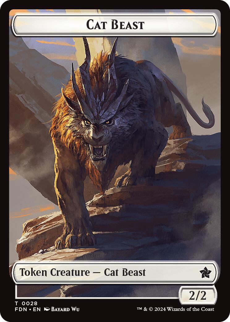 Cat Beast // Dragon (0017) Double-Sided Token [Foundations Tokens] | Gamers Paradise