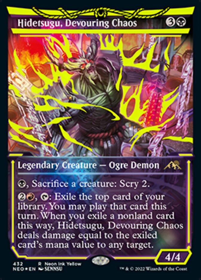 Hidetsugu, Devouring Chaos (Neon Ink Yellow) [Kamigawa: Neon Dynasty] | Gamers Paradise