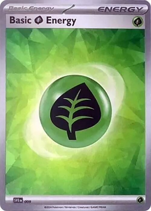 Basic Grass Energy (009) (Cracked Ice Holo) [Scarlet & Violet: Stellar Crown] | Gamers Paradise
