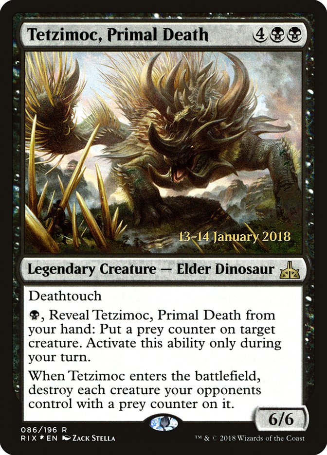 Tetzimoc, Primal Death [Rivals of Ixalan Prerelease Promos] | Gamers Paradise