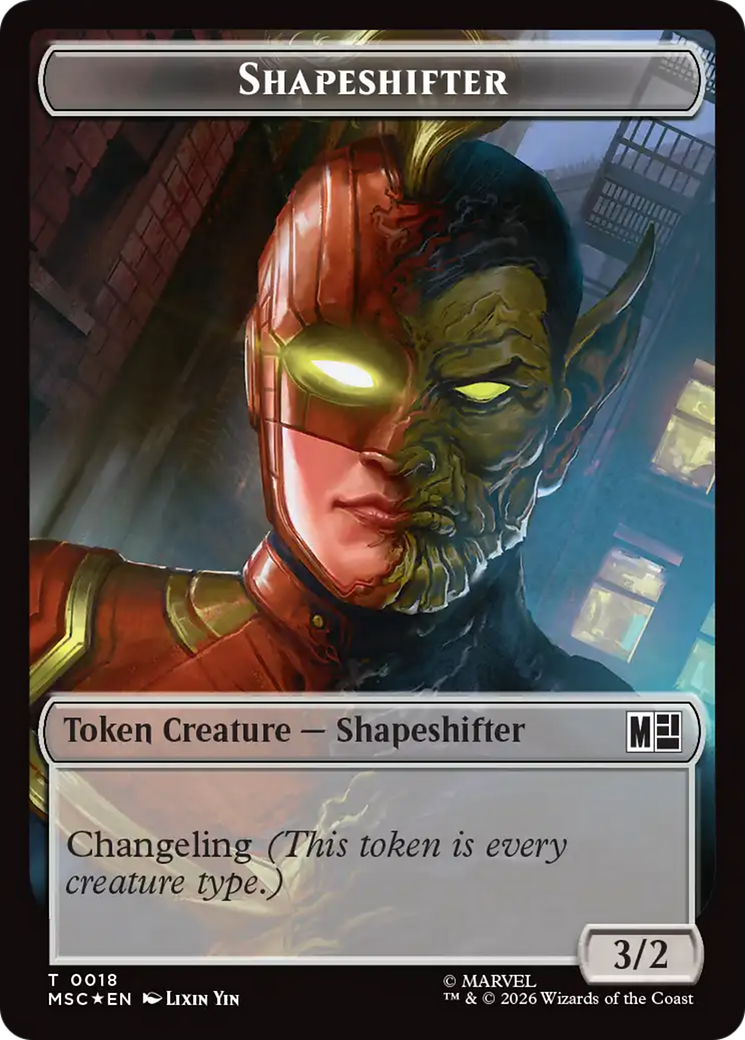 Shapeshifter (018) // Villain (025) Double-Sided Token (Surge Foil) [Marvel Super Heroes Commander Tokens] | Gamers Paradise