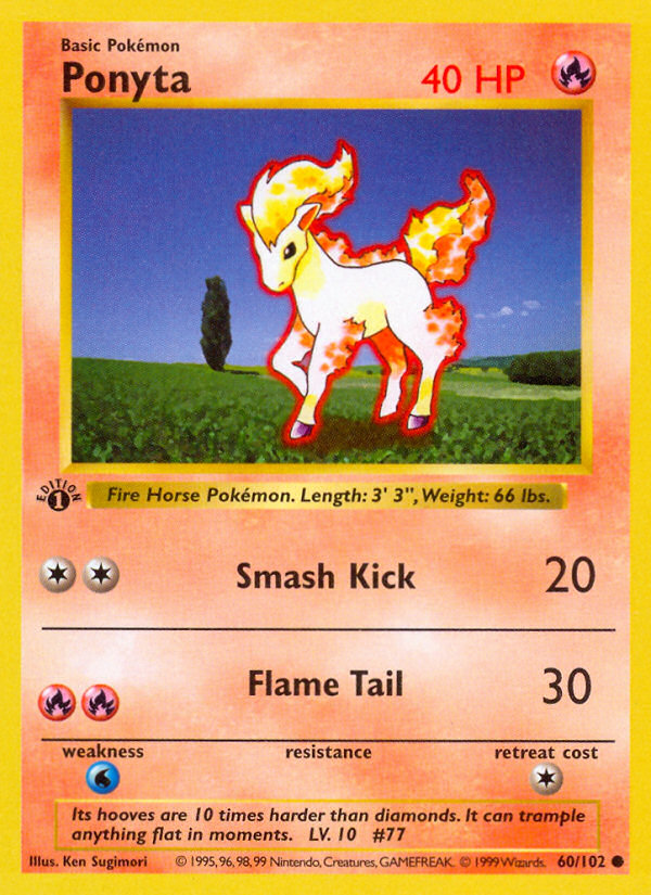 Ponyta (60/102) (Shadowless) [Base Set 1st Edition] | Gamers Paradise