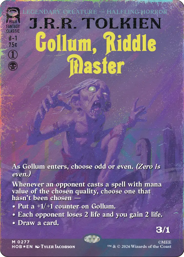 Gollum, Riddle Master (Borderless) (Surge Foil) [The Hobbit] | Gamers Paradise