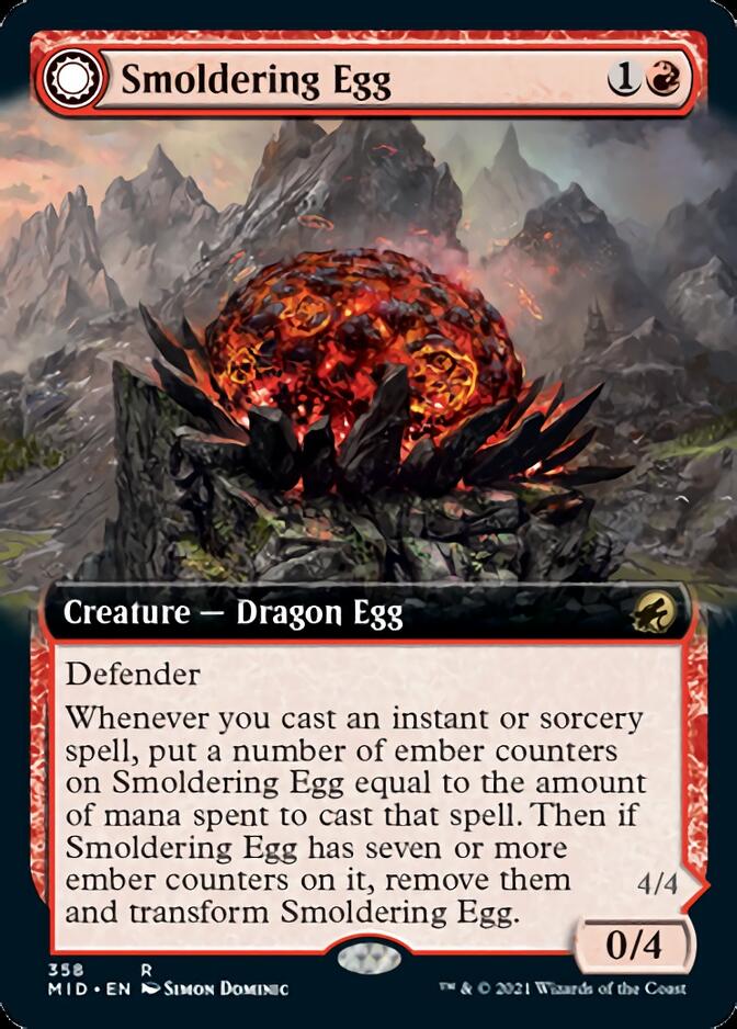 Smoldering Egg // Ashmouth Dragon (Extended Art) [Innistrad: Midnight Hunt] | Gamers Paradise