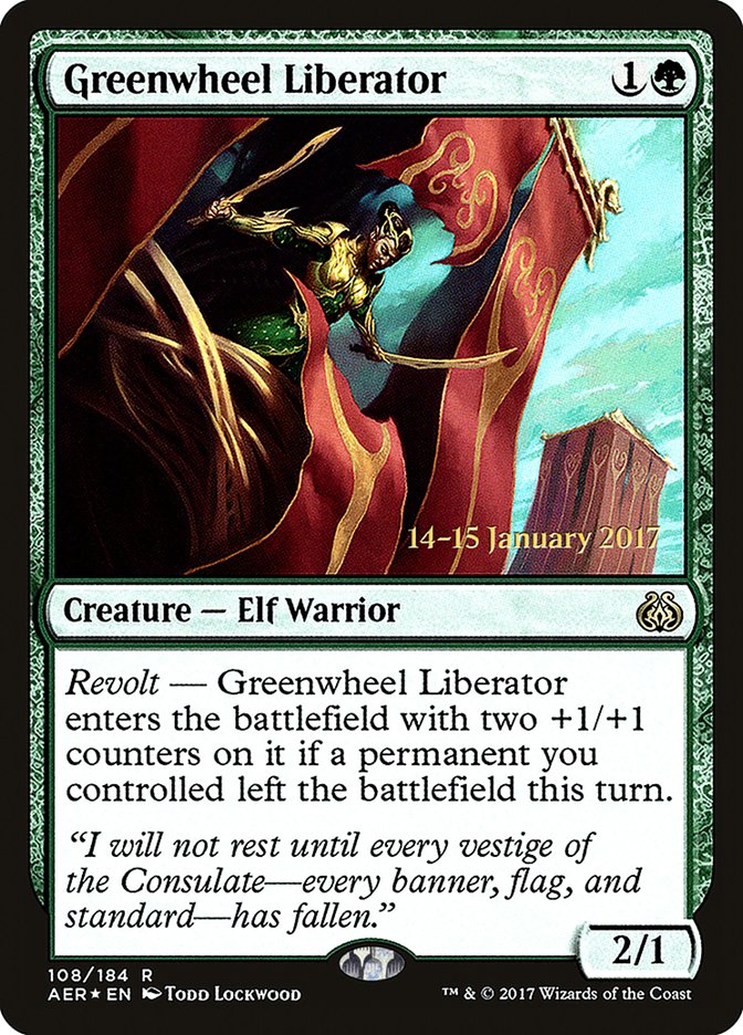 Greenwheel Liberator [Aether Revolt Prerelease Promos] | Gamers Paradise