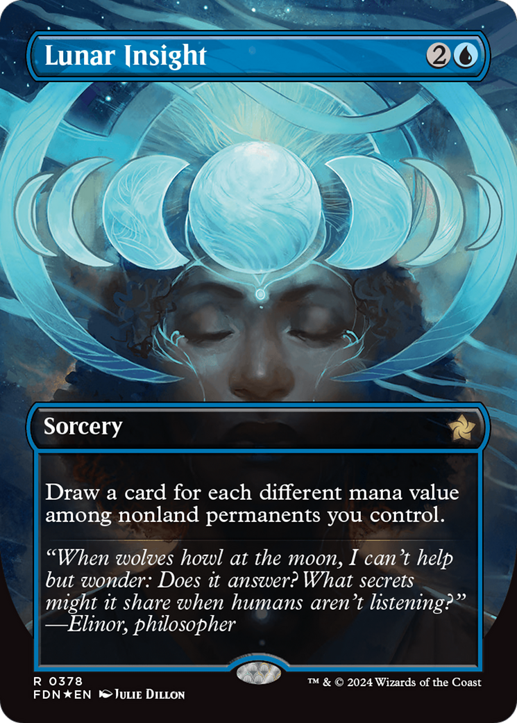 Lunar Insight (Borderless) (Mana Foil) [Foundations] | Gamers Paradise