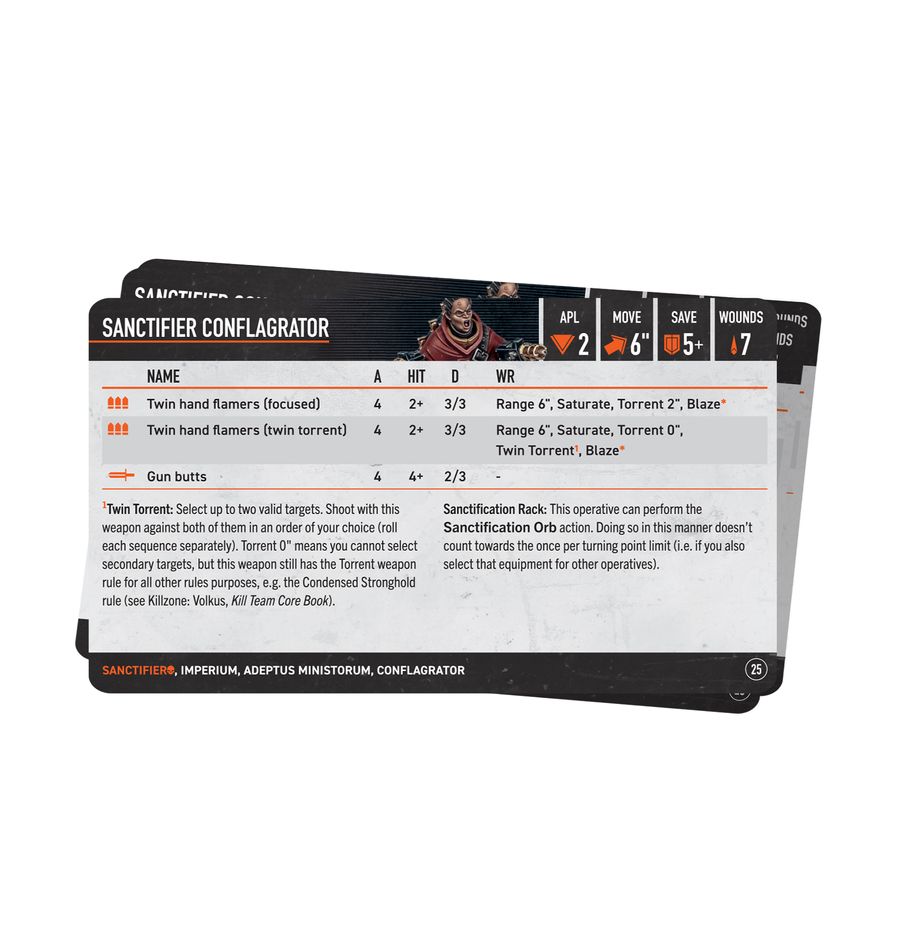 Warhammer 40k - KILL TEAM - SANCTIFIERS DATACARDS | Gamers Paradise