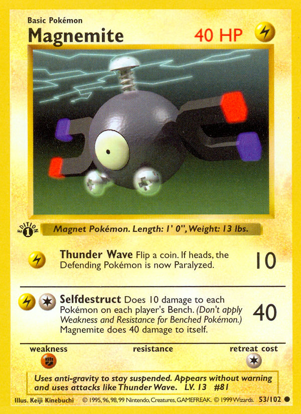 Magnemite (53/102) (Shadowless) [Base Set 1st Edition] | Gamers Paradise