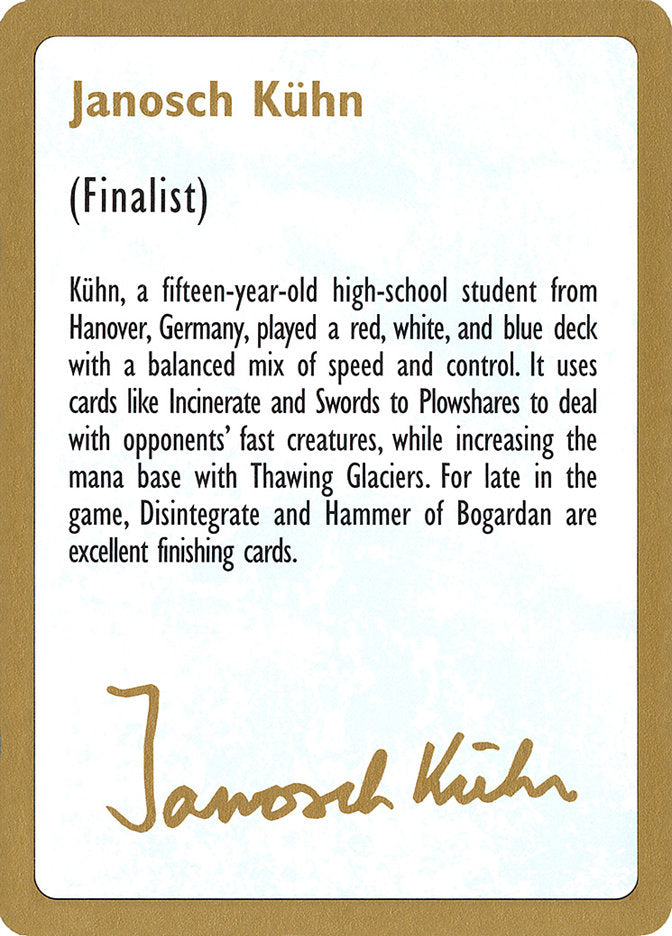 Janosch Kuhn Bio [World Championship Decks 1997] | Gamers Paradise
