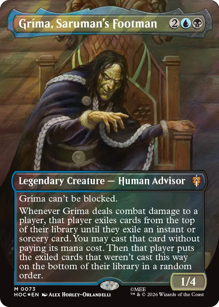 Grima, Saruman's Footman (Borderless) (Surge Foil) [The Hobbit: Eternal-Legal] | Gamers Paradise