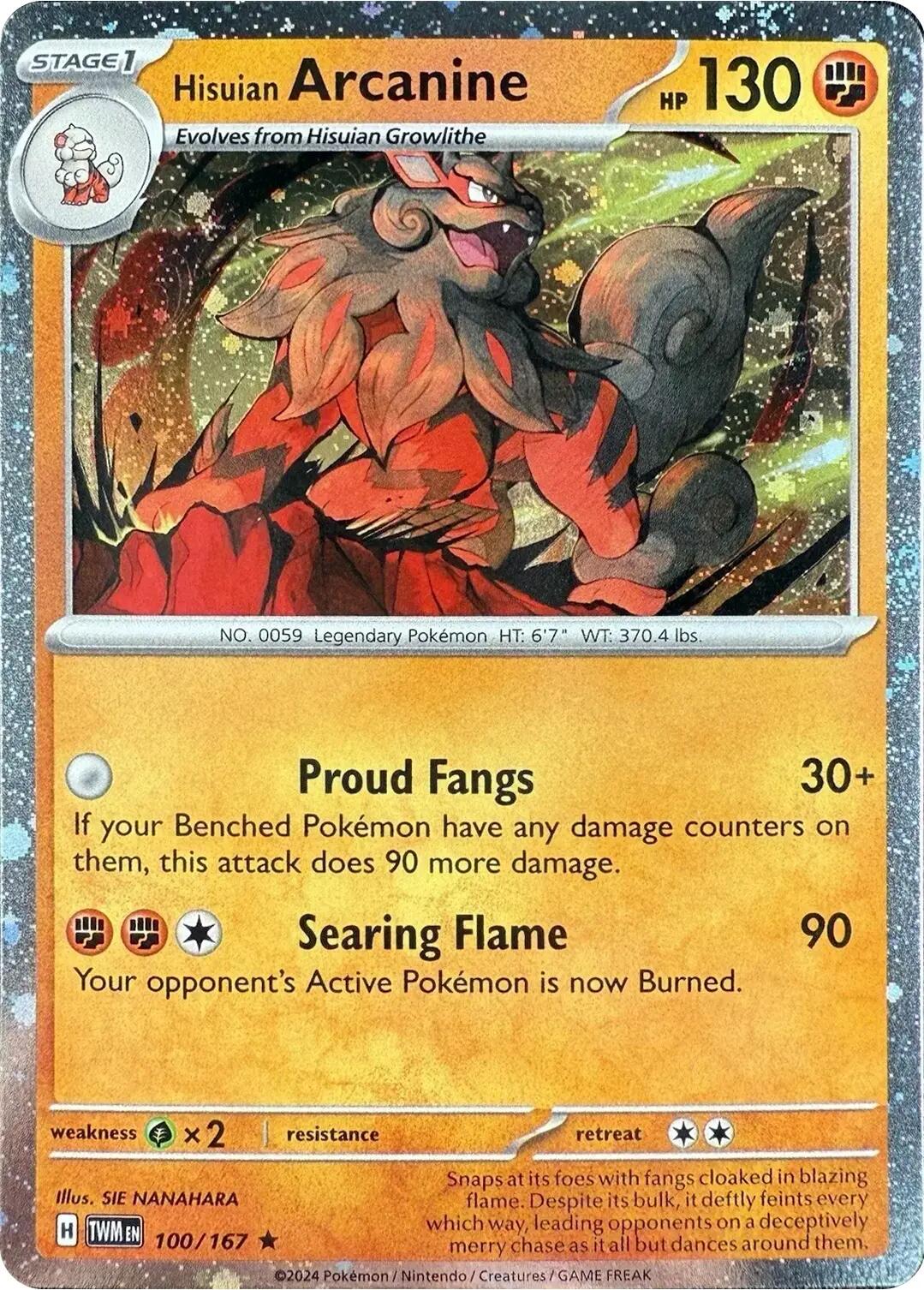 Hisuian Arcanine (100/167) (Cosmos Holo) [Scarlet & Violet: Twilight Masquerade] | Gamers Paradise