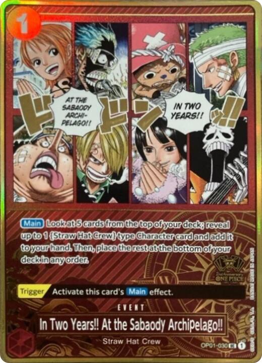 In Two Years!! At the Sabaody Archipelago!! (Japanese Version 2nd Anniversary Set) [One Piece Promotion Cards] | Gamers Paradise