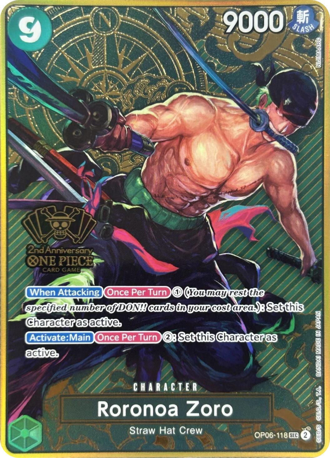 Roronoa Zoro (Japanese Version 2nd Anniversary Set) [One Piece Promotion Cards] | Gamers Paradise