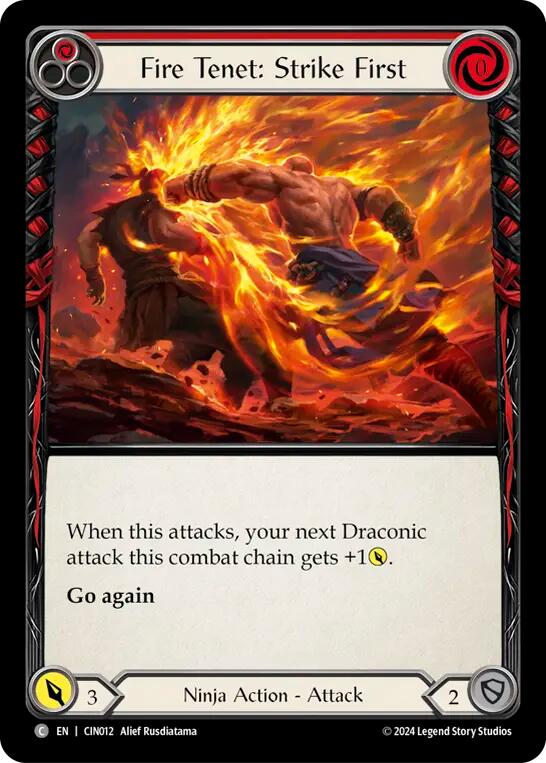 Fire Tenet: Strike First (Red) [CIN012] (The Hunted Cindra Blitz Deck) | Gamers Paradise