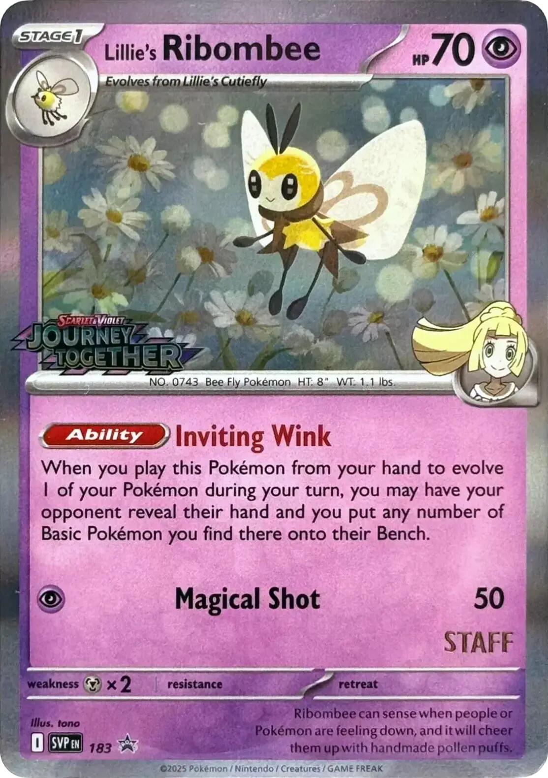 Lillie's Ribombee (183) (Prerelease Staff) [Scarlet & Violet: Black Star Promos] | Gamers Paradise