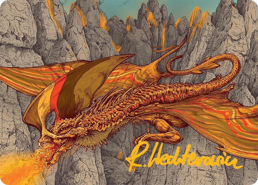 Magmatic Hellkite Art Card (34/54) (Gold-Stamped Signature) [Tarkir: Dragonstorm Art Series] | Gamers Paradise