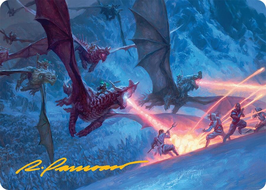 Dragonback Assault Art Card (22/54) (Gold-Stamped Signature) [Tarkir: Dragonstorm Art Series] | Gamers Paradise