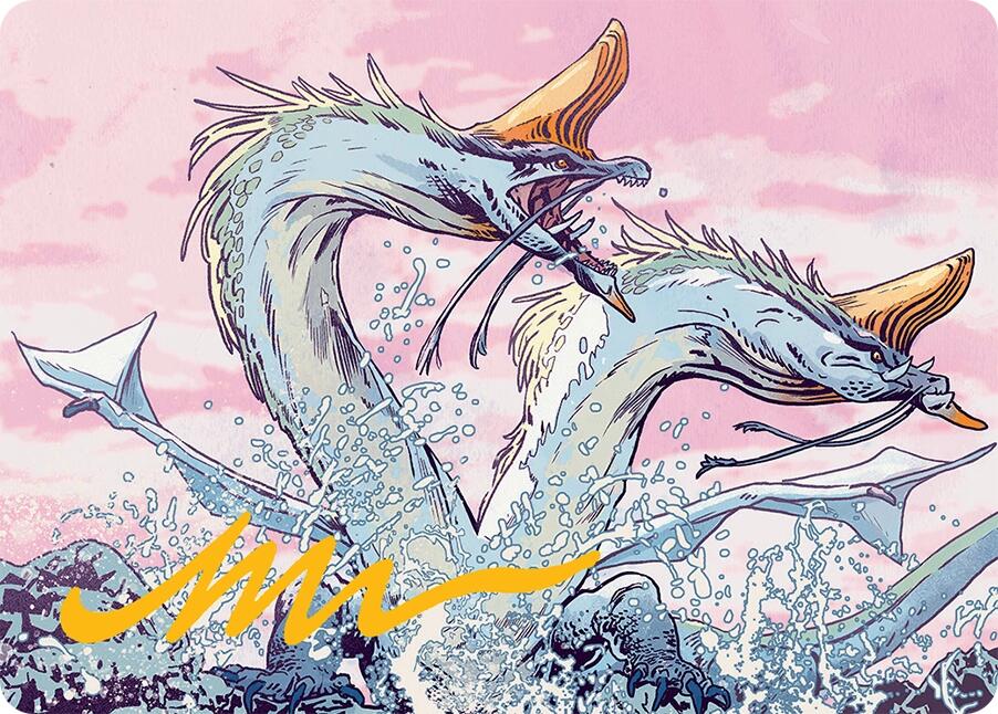 Twinmaw Stormbrood Art Card (39/54) (Gold-Stamped Signature) [Tarkir: Dragonstorm Art Series] | Gamers Paradise