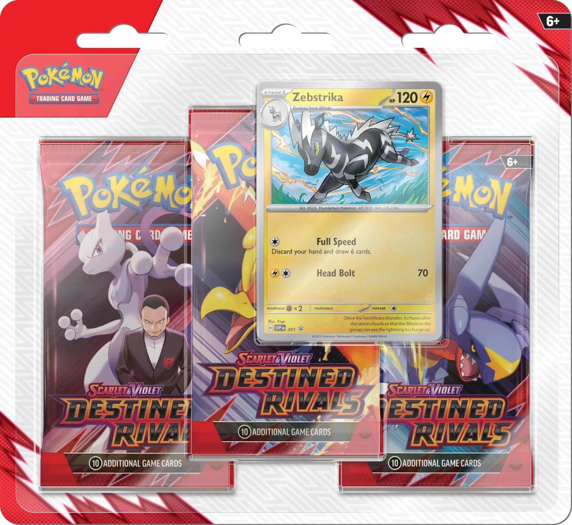 Scarlet & Violet: Destined Rivals - 3 Pack Blister (Zebstrika) | Gamers Paradise