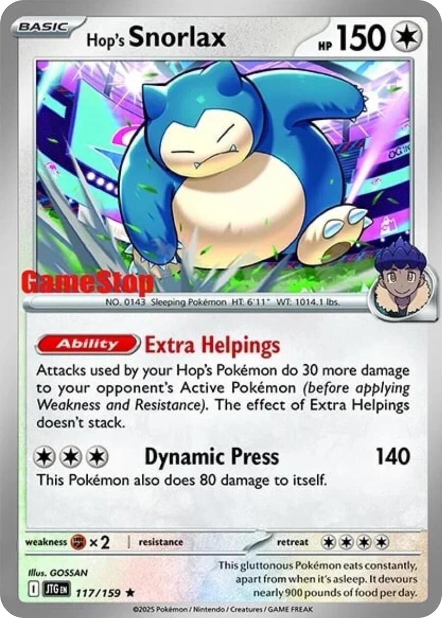 Hop's Snorlax (117/159) (GameStop) (Cosmos Holo) [Scarlet & Violet: Journey Together] | Gamers Paradise