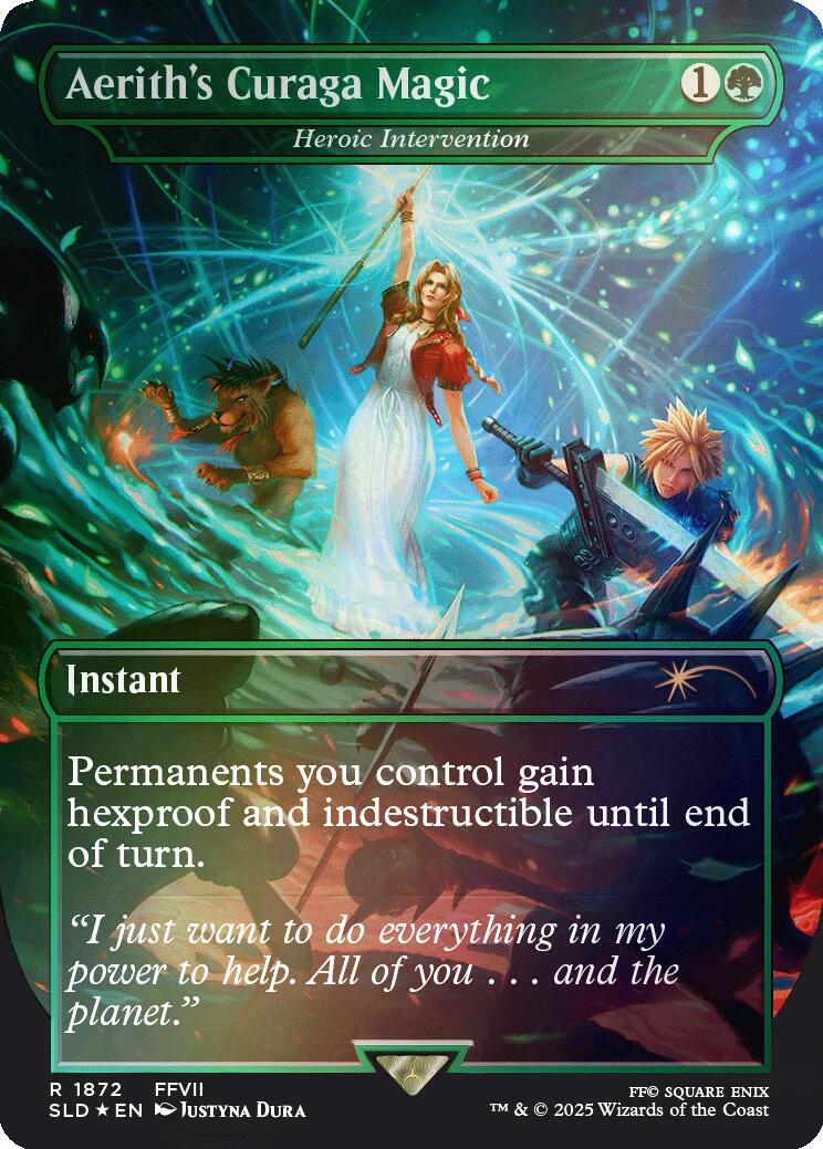 Aerith's Curaga Magic - Heroic Intervention (Rainbow Foil) [Secret Lair Drop Series] | Gamers Paradise