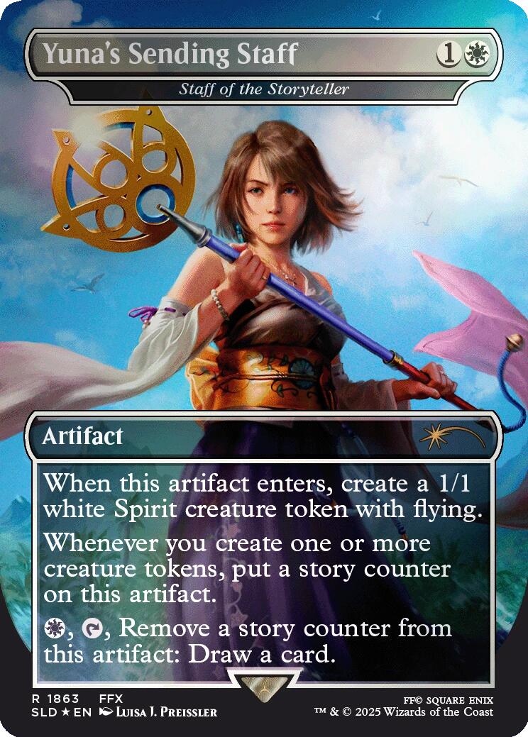 Yuna's Sending Staff - Staff of the Storyteller (Rainbow Foil) [Secret Lair Drop Series] | Gamers Paradise