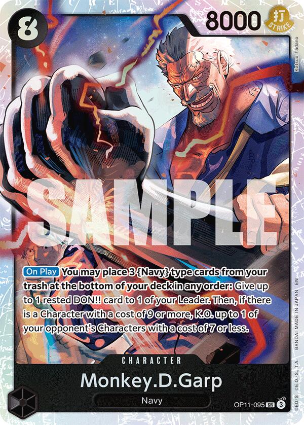 8000 pokemon card One Piece A Fist of Divine Speed Super Rare Monkey.D.Garp Op11-095