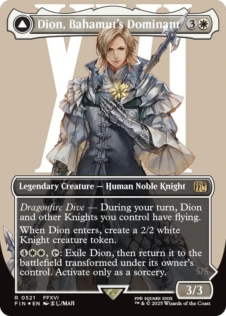 Dion, Bahamut's Dominant // Bahamut, Warden of Light (Borderless) (Surge Foil) [FINAL FANTASY] | Gamers Paradise