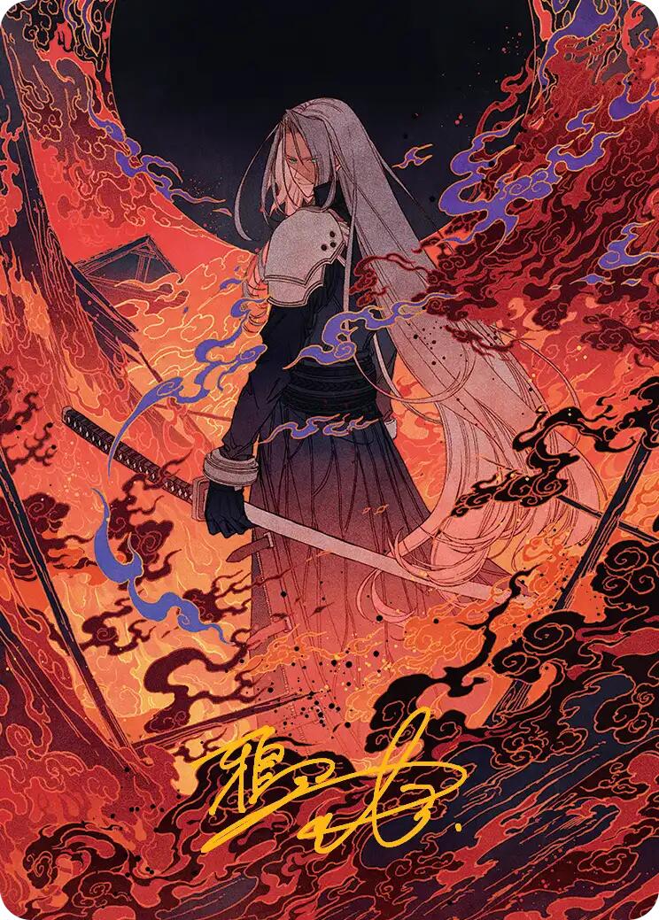 Nibelheim Aflame Art Card (Gold-Stamped Signature) [FINAL FANTASY Art Series] | Gamers Paradise
