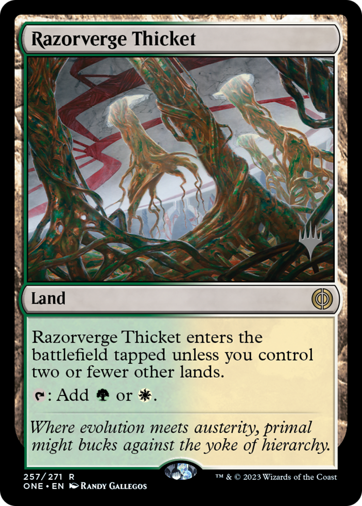 Razorverge Thicket (Promo Pack) [Phyrexia: All Will Be One Promos] | Gamers Paradise