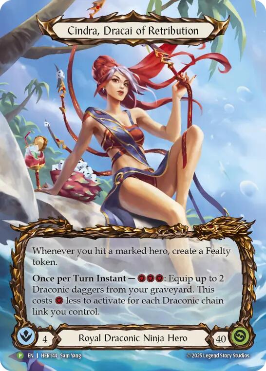 Cindra, Dracai of Retribution [HER144] (Promo)  Rainbow Foil | Gamers Paradise