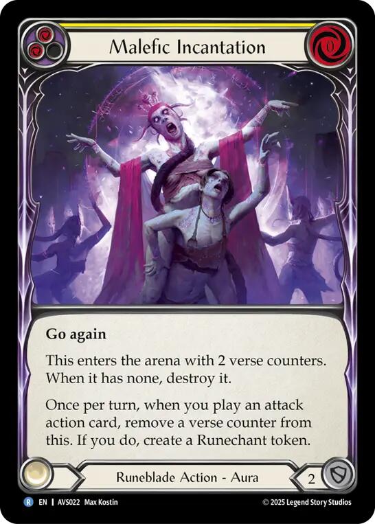 Malefic Incantation (Yellow) [AVS022] (Armory Deck: Legends Viserai) | Gamers Paradise